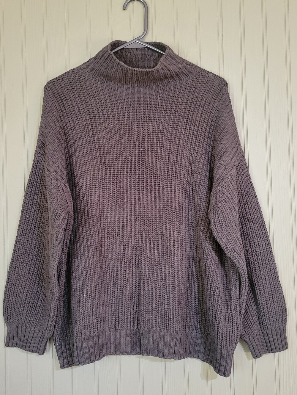 American Eagle Ribbed Chunky Knit Sweater Mock Neck Black Women's Small